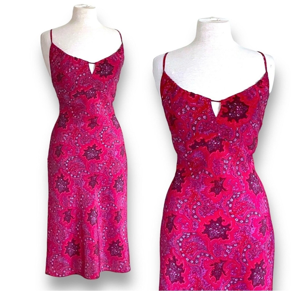 Vintage 90s Y2k Express Women’s Spaghetti Paisley Floral Dress Size 5/6 USA